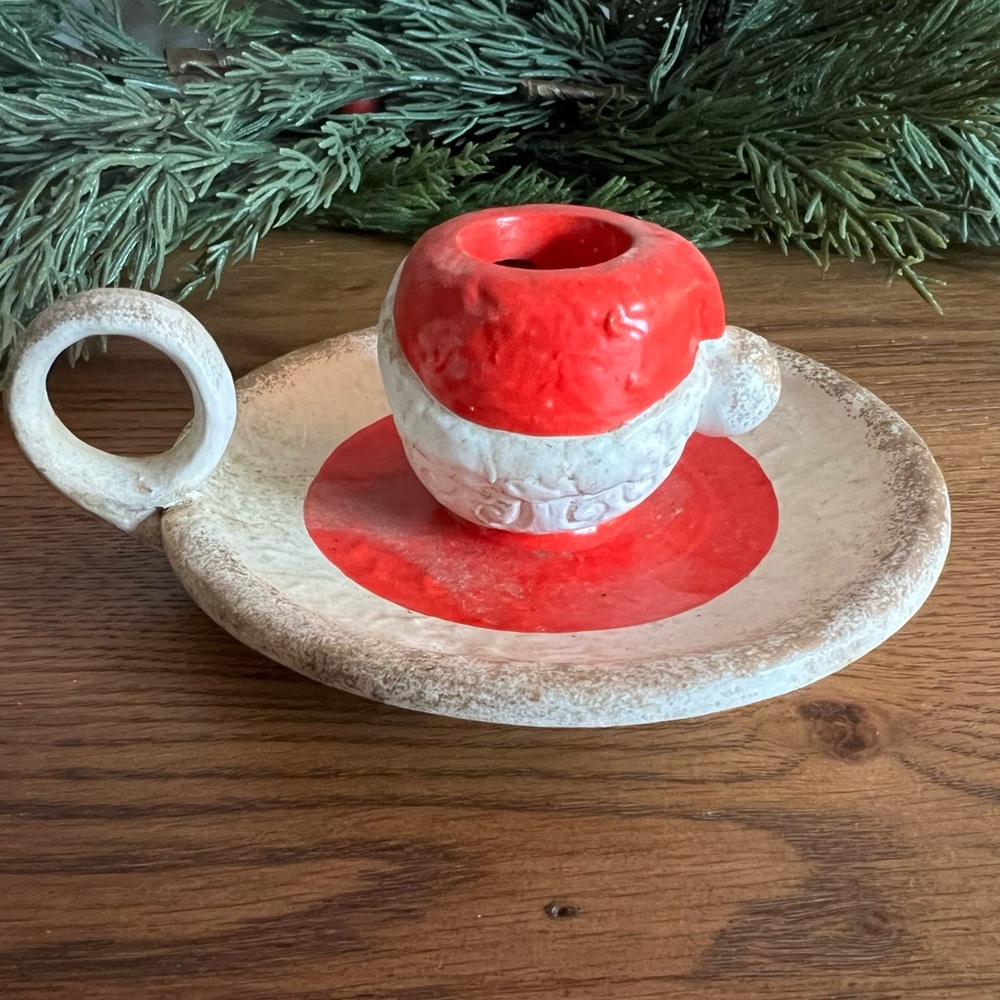 Vintage Ceramic Santa Candle Holder – Christmas Chamberstick Décor - Picture 2 of 10